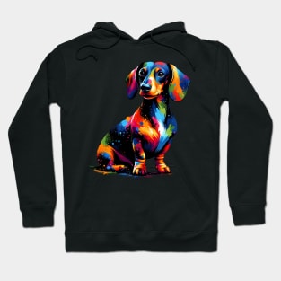 Dachshund Captured in Vivid Splash Color Art Hoodie